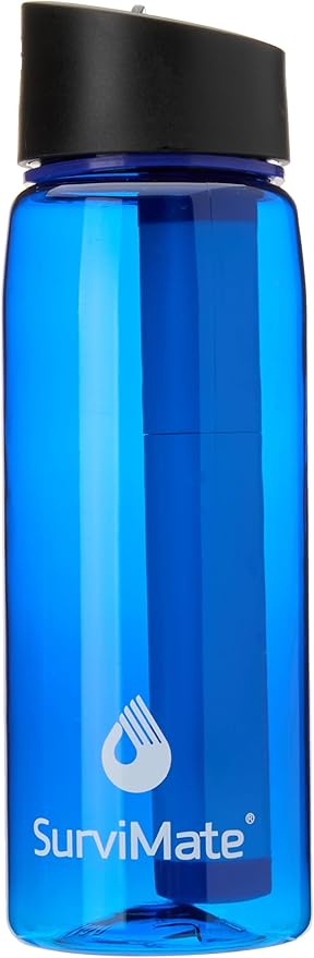 Survimate 5-Stage 0.01μm Ultra-Filtration Filtered Water Bottle, BPA-Free Material, NSF/ANSI 42&372 Certified, Portable Water Filter Bottle for Survival, Camping, Hiking, and Emergency Use