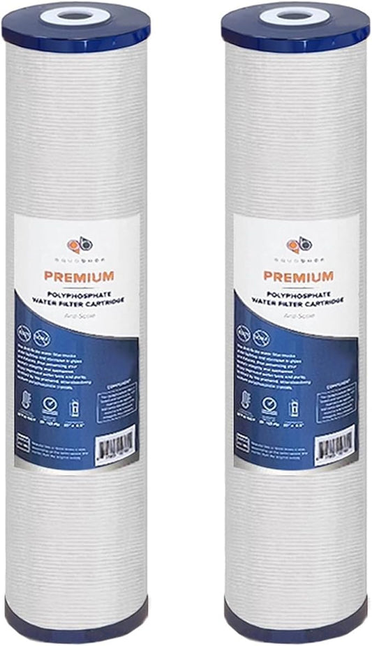 Aquaboon 4.5 x 20 Water Filter - Whole House Water Filter Replacement Cartridge, 5 Micron, Anti-Scale Filtration for High-Capacity Purification 2 Pack