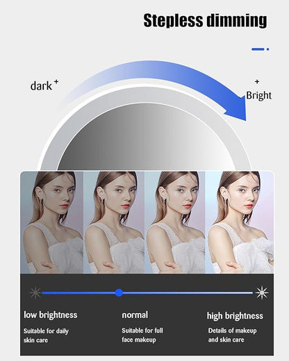 JSLJDM 500X500 mm Illuminated Backlit LED Bathroom Mirror, Wall Mounted Multifunction Bathroom Vanity Mirror with Lights and Demister Pad, Energy-Saving Illuminated Smart Mirror
