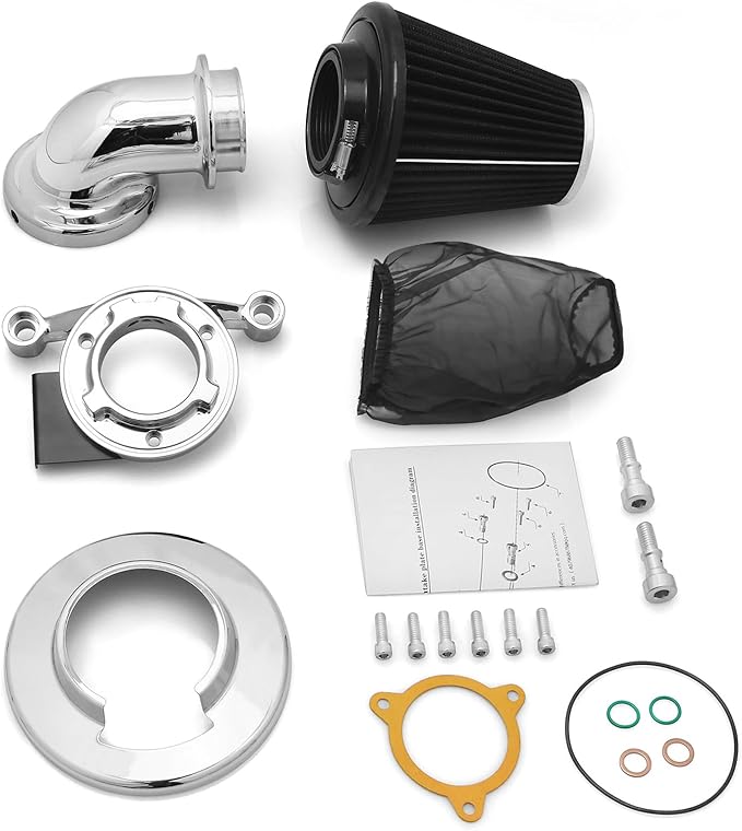 Big Sucker cone Air filter intake for harley air Cleaner Sportster Softail fatboy heritage dyna touring street road king Glide (Nake - Chromed, Type C : Touring 08-16, Softail 16-17)