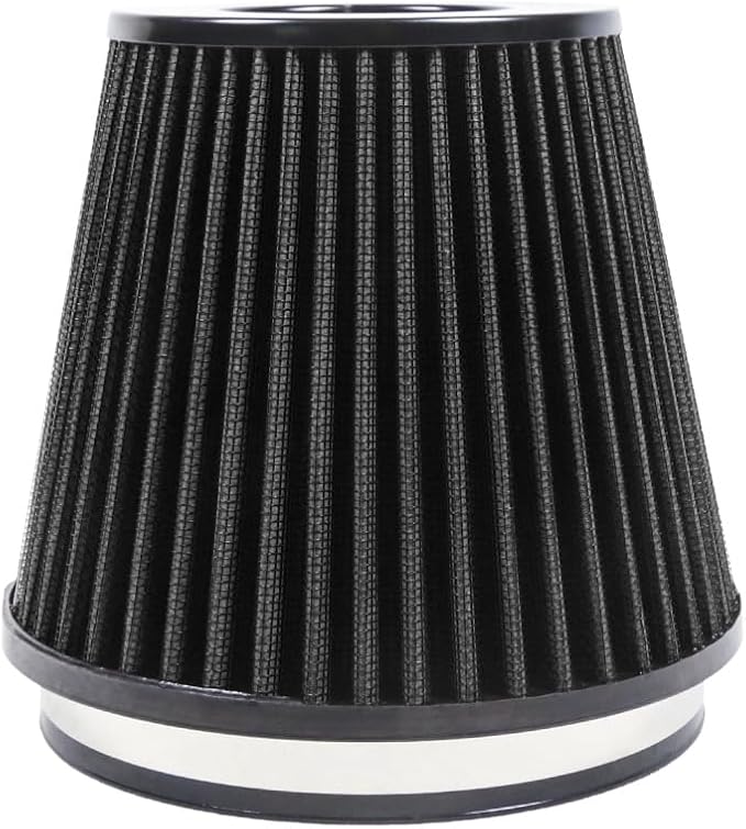 Universal 6" 152mm igh-Flow Air Filter, Reusable Cone Cold Air Intake, High Performance, Washable, Clamp-On Car High Flow Air Kit, Flange Diameter: 6 Inch, Filter Height: 7 Inch, Red