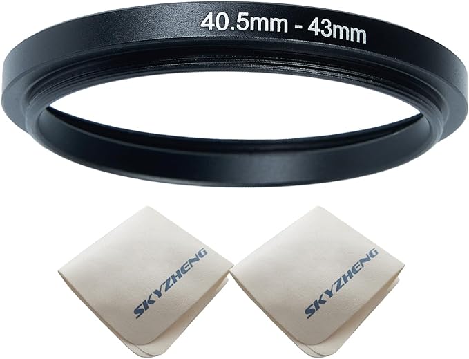 40.5mm Lens to 43mm Camera Lens Adapter 40.5mm to 43mm Step Up Ring Adapter Ring for All Brands of UV ND CPL, with Premium Lens Wiping Cloth 2 Pack (40.5mm-43mm)