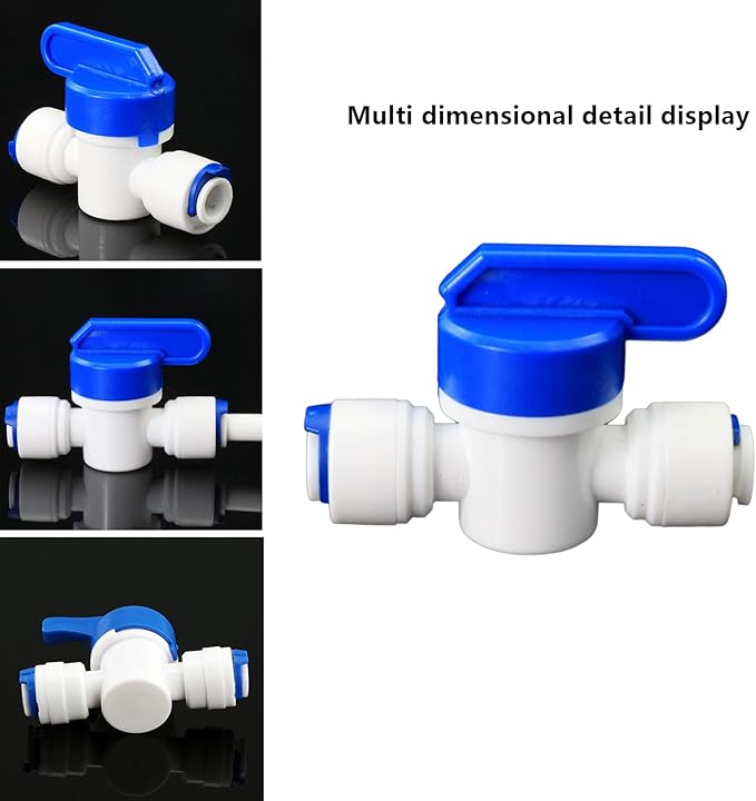 Water purifier globe valve, 1/4 "FPT x 1/4" pipe quick connector, 1/4 inch outer diameter quick push plastic pipe connector, suitable for reverse osmosis filtration RODI system 5PCS