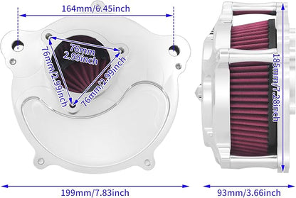 HDBUBALUS Motorcycle CNC Spike Air Cleaner Air Filter Intake System Filter (D-For M8 Touring 17-23,Trike 17-25,Softail 18-24)