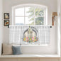Easter Bunny Kitchen Tier Curtains 36 Inch Long 2 Panel Set,Rod Pocket Half Window Curtains Over Sink,3D Optical Illusion Farmhouse Flower Wood Grain Light Filtering Short Drapes Cafe 27.5"W x 36"L