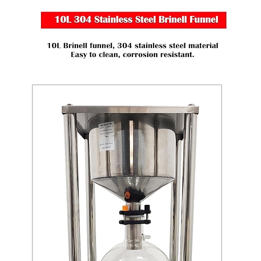 Glass Vacuum Filter Lab Vacuum Filtration Extraction Apparatus with 10L Brinell Funnel/10L Glass Flask Negative Pressure Stainless Steel Vacuum Filter Kit for Liquid Extraction