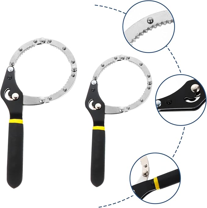 2pcs Adjustable Oil Filter Wrench Tool for Easy Removal of Oil Filters Compatible with Small to Medium Trucks and Farm Equipment