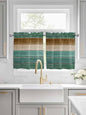 Vintage Plank Turquoise Brown Window Valance Curtains, Farmhouse Wood Grain Light Filtering Kitchen Valance with 3-inch Rod Pocket for Living Room Bathroom Bedroom,2 Panel,27.5x24In