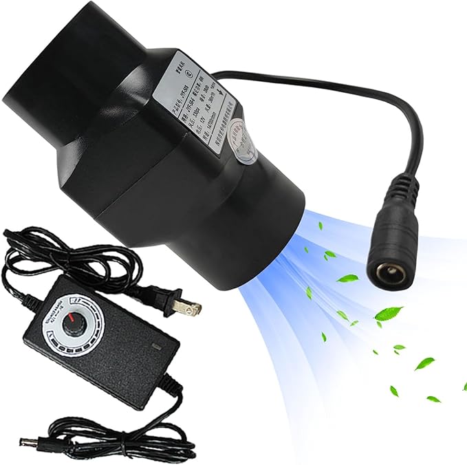 2 Inch Inline Duct Fan 12V 6W Extractor Fans Variable Speed Ventilation Hydroponic Blower for Booster Grow Tents Attic Kitchen, Black (Color : Adjustable Speed)