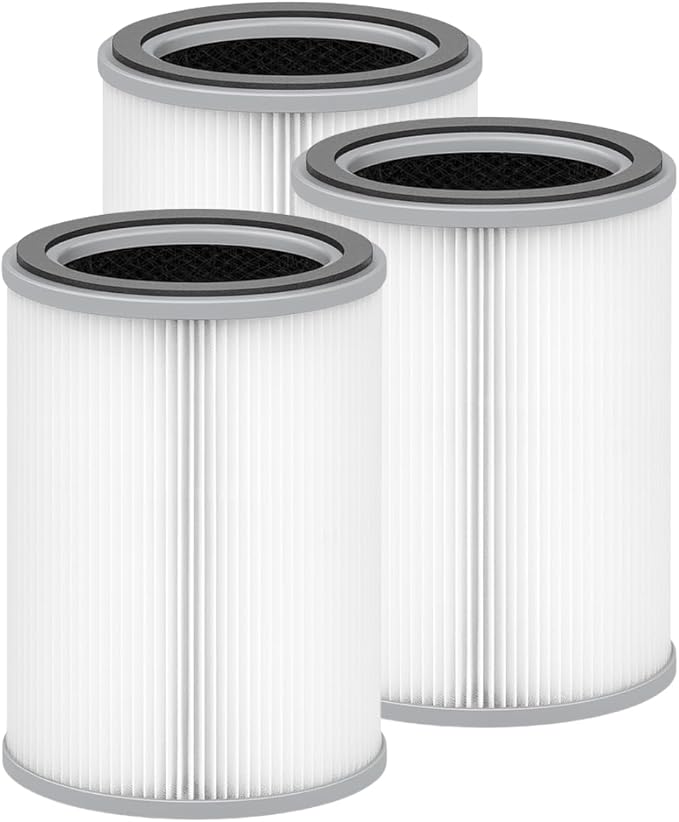 Nispira 3-in-1 True HEPA with Activated Charcoal Replacement Filters, Compatible with TOPPIN TPAP001 Air Purifier Comfy Air C2, 3-Packs
