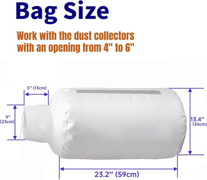 30 Micron Dust Collector Bag with Clamp, 4'' Universal Vacuum Filter Bag for Table Saw, Planer, Woodworking Tools - Fits DEWALT DW735, DW734, Grizzly, Delta, Shop Fox, Rockler & Most Dust Collectors
