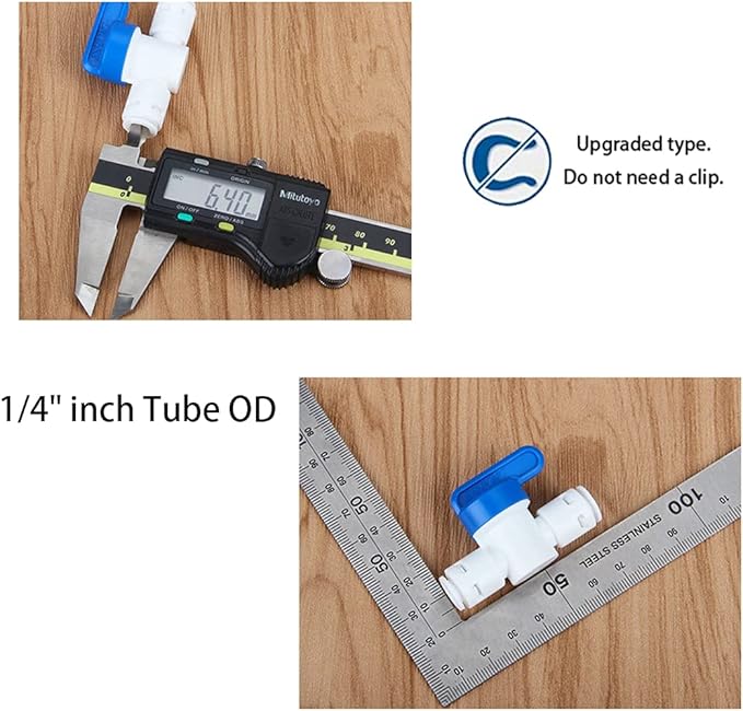 1/4" Push to Connect Shut Off Ball Valve for RO(Reverse Osmosis) Water Filter,NSF Certified Plastic Quick Connect RO Fittings(8 pcs)