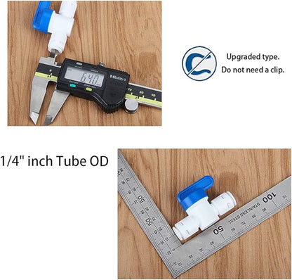 1/4" Push to Connect Shut Off Ball Valve for RO(Reverse Osmosis) Water Filter,NSF Certified Plastic Quick Connect RO Fittings(8 pcs)