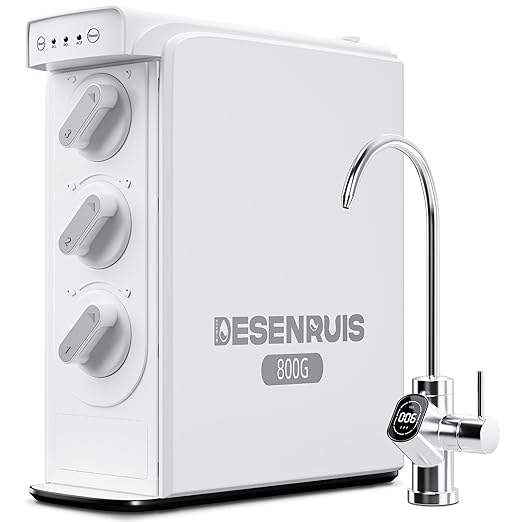 Reverse Osmosis System, Dual RO Water Filter, 800 GPD Fast Flow, 3:1 Pure to Drain, Tankless Under Sink RO System, Reduce PFAS & TDS, Smart LED Faucet