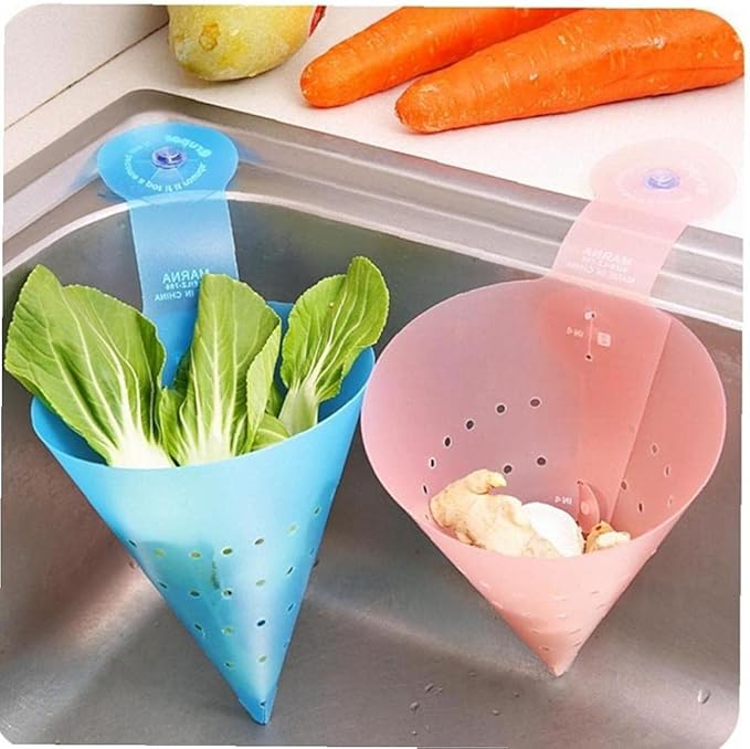 1pc Sink Food Waste Drain Filter Foldable Sink Self-Standing Anti-Blocking Funnel Drain for Leftovers Sorting Random Color