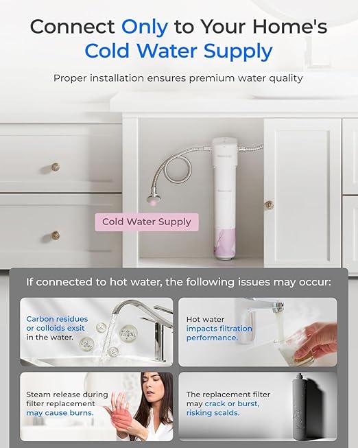 Waterdrop BFU1 Water Filter for Bathroom for Face Care, Soft Water, Strontium-enriched, Reduce 99.9% of Harmful Substance in Bathroom Sink Faucet, Reduces Skin Redness and Irritation