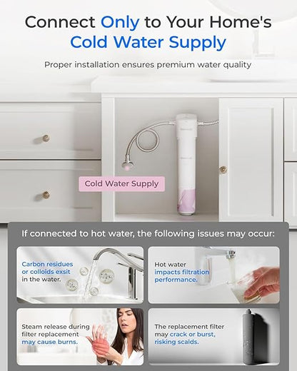 Waterdrop BFU1 Water Filter for Bathroom for Face Care, Soft Water, Strontium-enriched, Reduce 99.9% of Harmful Substance in Bathroom Sink Faucet, Reduces Skin Redness and Irritation