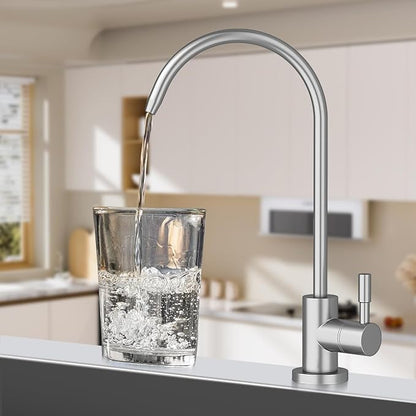 Kitchen Sink Faucet with Pull - Down Sprayer, 2 - Handle 3 - in - 1 Kitchen Sink Filter Faucet, Cold and Hot Mixer Drinking Water Faucet (Filter Faucet, Brushed Nickel)