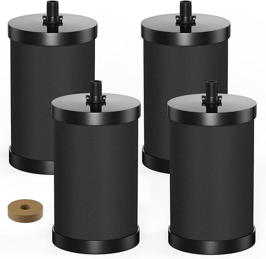 2387 Pro Filter Replacement Compatible with Alexapure 2387 Pro Water Filter Replacement, Reduces chlorine, etc，Last Up to 5000 Gallons,3-stage purification filter Upgraded version Black (4)