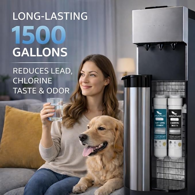 Two-Stage Replacement Filter Compatible with Avalon Coolers – 1500 Gallon Capacity, Reduces Lead, Chlorine Taste & Odor, Third-Party Tested.