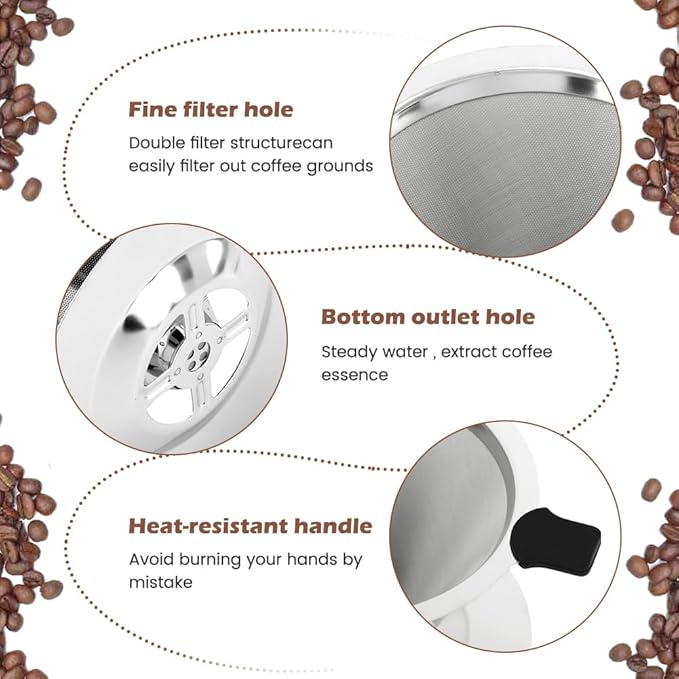 Pour Over Coffee Dripper Paperless Reusable Coffee Filter Pour Over Coffee Dripper Stainless Steel Reusable Filter Slow Drip Paperless Coffee Filter for Extraction (1-2 Cup)(COLOR:Small)