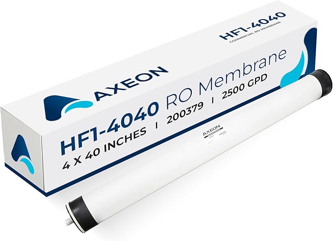 Axeon HF1-4040 2500 GPD RO Membrane Element – 4-inch x 40-inch, Low-Pressure Polyamide Thin Film Membrane TFM, 150 PSI, High-Flow Water Filtration for Commercial Reverse Osmosis 200379
