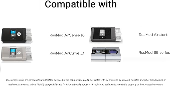 36 CPAP Filters, Compatible with ResMed AirSense 10, Resmed AirCurve 10, Resmed S9, and Resmed AirStart. Enhance your CPAP experience with these CPAP supplies, Premium CPAP air filters.