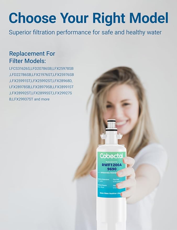 Adq360061 Water Filter Replacement for LG Lt700p Adq36006101 Lfds22520s, Cobectal Water Filter Replacement for kenmore 9690 469690 Adq36006102 Lfxc24726s Lfxc29626s Rwf1200a Filter, 4-Pack