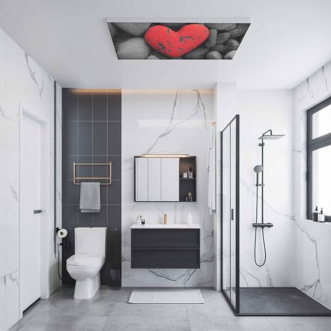 Fluorescent Light Covers for Ceiling Lights Love Heart Stone Magnetic Light Filters 1 Pack 4x2 ft Black Red Ceiling Lights Cover for Classroom Office School Home Drop Lamp Decor
