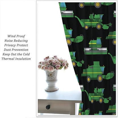 Kids Agriculture Machine Window Curtains, Farm Equipment Tractors Transport Combines Rod Pocket Decorative Windows Curtain for Boys Children Teens Room Decor 72x63in (30% Blackout)
