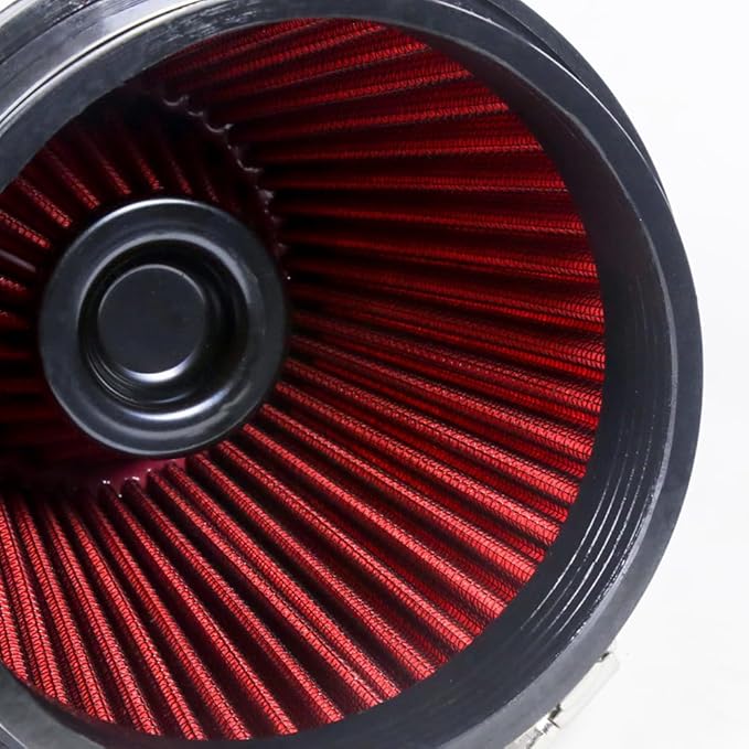 Universal 6" 152mm igh-Flow Air Filter, Reusable Cone Cold Air Intake, High Performance, Washable, Clamp-On Car High Flow Air Kit, Flange Diameter: 6 Inch, Filter Height: 7 Inch, Red