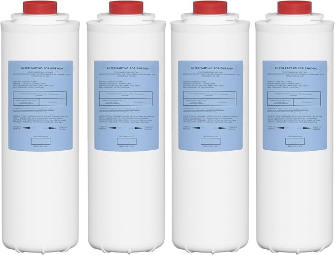 51300C Water Replacement Filter Compatible with Elkay 51300C EWF3000, and Ezh20 Bottle Filling Station, 3000 Gallon Water Filter Replacement for ERF750, 51299C, 55898C (No Chip) 4 Pack