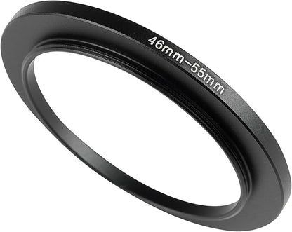 46-55mm Metal Step-Up Ring Adapter Compatible with Mirrorless Cameras DSLR Lens, UV CPL ND Filter Thread Converter, Black