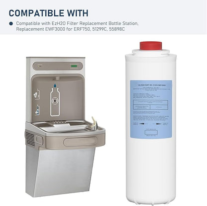 51300C Water Replacement Filter Compatible with Elkay 51300C EWF3000, and Ezh20 Bottle Filling Station, 3000 Gallon Water Filter Replacement for ERF750, 51299C, 55898C (No Chip) 4 Pack
