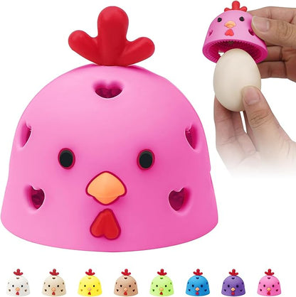 Egg Washer for Fresh Eggs, Egg Scrubber for Fresh Eggs, Egg Brush for Cleaning Fresh Eggs, Egg Cleaner Scrubber, Easter Gifts Creative Chicken Shape Egg Wash Brush Silicone Washing Egg Tool - Pink