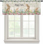 Easter Sheer Valances for Windows 42"x12", Light Filtering Kitchen Curtains Valance, Spring Watercolor Bunny Eggs Flower Leaf Beige Rod Pocket Chiffon Curtains for Living Room Bedroom Cafe