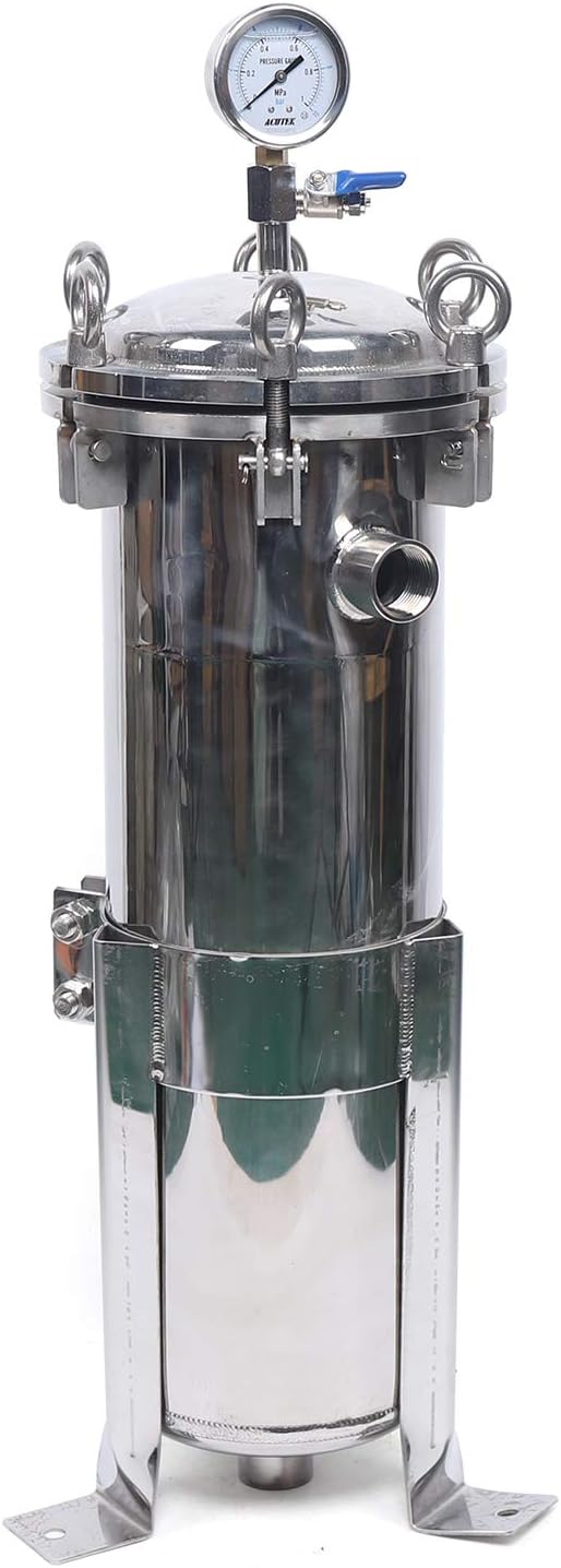1" NPT Fluid Filter, 304 Stainless Steel - 2 Bag Filter Housing, 150PSL High Pressure Filtration System, 10t/h High Pressure Filter Available for Whole House