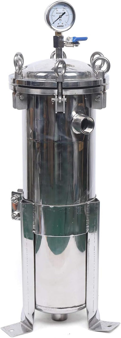 1" NPT Fluid Filter, 304 Stainless Steel - 2 Bag Filter Housing, 150PSL High Pressure Filtration System, 10t/h High Pressure Filter Available for Whole House