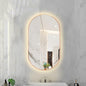 Oval LED Illuminated Bathroom Mirror, Wall-mounted Vanity Makeup Mirror with Demister Pad, 3 Dimmable Color Temperatures & Touch Control, Metal Frame Anti-Fog Lighted Wall Mirror ( Color : Rose Gold F