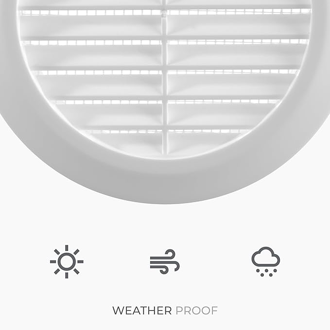 6" Inch (Opening) White Round Air Vent Cover - 5 Pack - Plastic Fresh Air Intake Vent - Modern Soffit Vents - AC Cover with Nylon Mesh Screen - Wall, Ceiling HVAC Return Air Register