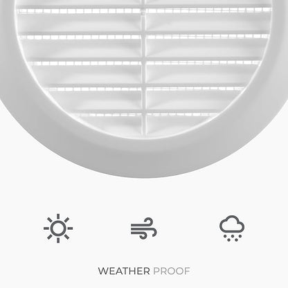 6" Inch (Opening) White Round Air Vent Cover - 5 Pack - Plastic Fresh Air Intake Vent - Modern Soffit Vents - AC Cover with Nylon Mesh Screen - Wall, Ceiling HVAC Return Air Register