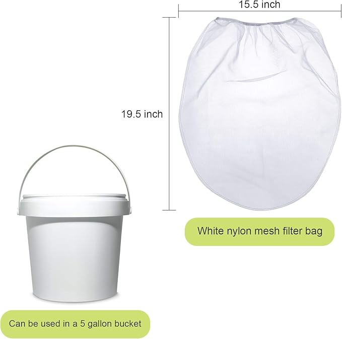 Paint Strainer Bags White Fine Mesh Filters Bag Bucket Elastic Opening Strainer Bags Hydroponic Paint Filter Bag for Paint Gardening (30 Pieces, 5 Gallon)