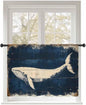 Sheer Curtains 54 Inch Length, Ocean Whale Blue Semi Sheer Curtains Light Filtering Window Treatment, Summer Coastal Vintage Wood Grain Privacy Voile Drapes for Living Room Bedroom 52x54 Inch
