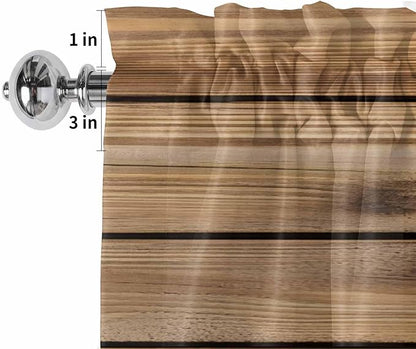 Kitchen Valances for Window, Farm Sunflower on Vintage Wood Grain Light Filtering Rod Pocket Valance Curtain, Spring Country Plant Short Curtains Window Topper for Bedroom Living Room 42x12in