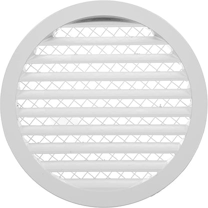 Repa Market 10" Inch Aluminum White Soffit Air Vent Cover - Louvered Round Gable Vent with Mesh Screen - Exhaust/Intake Ventilation Grill for House, Attic, Bathroom - Outdoor Metal Duct Grate