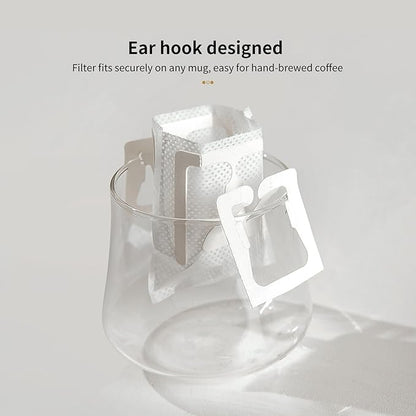 Hanging Ear Drip Coffee Bag Holder with 50-100Pcs Portable Coffee Filter Paper Bag, Coffee Drip Bag Chair Stand, Portable Coffee Filter Paper Bag, for Easy Pour Over (Stand + 50 Bags)