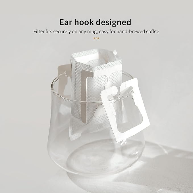 Hanging Ear Drip Coffee Bag Holder with 50-100Pcs Portable Coffee Filter Paper Bag, Coffee Drip Bag Chair Stand, Portable Coffee Filter Paper Bag, for Easy Pour Over (Stand + 100 Bags)