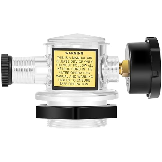 273564Z Manual Air Relief Valve with Pressure Gauge Compatible with Pentair Triton C, TR100C, TR140C, Triton II Sand Filters –For Clean & Clear,Warrior,EasyClean,SMBW 4000 Pool & Spa DE Filter Systems