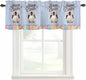 Blue Easter Curtain Valances for Windows, Kitchen Valance Window Treatment, Spring Cartoon Bunny Colorful Eggs Wood Grain Light Filtering Block Curtains for Bathroom/Bedroom/Living Room 42'' x 12''