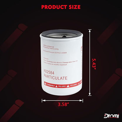 30 Micron Spin-on Fuel Filter Element, 25 GPM Diesel Gasoline Compatible With Mobile and Stationary Diesel Fuel Tank Pump